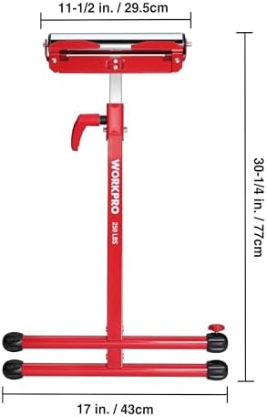 WORKPRO Folding Roller Stand Height Adjustable, Heavy Duty 250 LB Load Capacity, Outfeed Woodworking (Upgraded head), 2PCS
