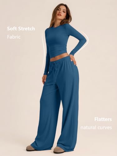 Trendy Queen Women's 2 Piece 2026 Fall Fashion Lounge Set with Pockets