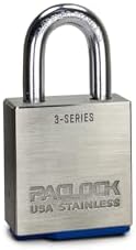 PACLOCK's 3-Series Padlock, Standard Rekeyable (SR), 3/8" Diameter Hard. Stainless Steel Shackle, 1-3/16" Tall, Keyed Differently w/ 2 Keys, 304 Stainless Steel