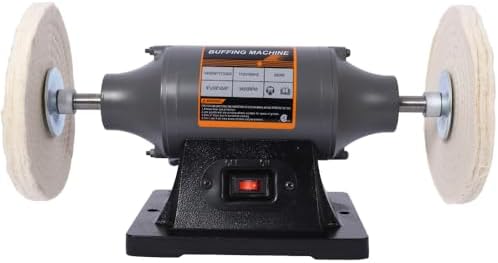 Bench Buffer Polisher – Heavy-Duty 3450 RPM Benchtop Buffing Machine for Jewelry, Metal, Knives, Wood & Jade, 370W Power Grinder with Dual Buffing Wheels & Cast Iron Base (8-Inch)