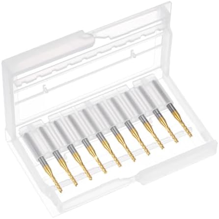 uxcell 10Pcs 1.8mm Titanium Coat Carbide End Mill Engraving Milling Cutter CNC Router Bits for PCB Machine, 1/8" Shank