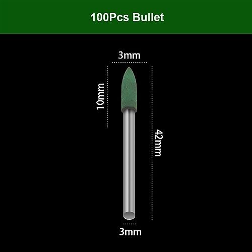 100pcs Abrasive Rubber Mounted Points 3mm Shank Grinding Polishing Buffing Wheel Burr Electric Grinder Replacement for Rotary Tools Angle Grinder Sanding Disc(3mm(Bullet))