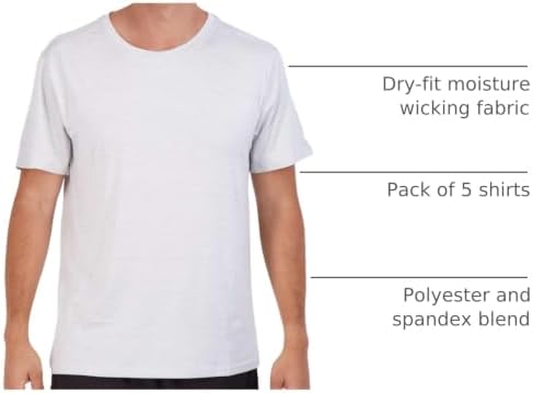 5 Pack Men's Dry Fit Workout T Shirts Crew Neck Athletic Gym Running Tees