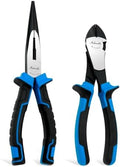2 Pieces Plier Set, Including 8" Needle Nose Pliers and 7" Diagonal Cutting Pliers, Premium High Carbon Steel Construction for Plumbing, and General Applications Multi-use Tools Set