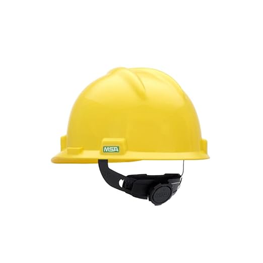 MSA 477484 V-Gard Cap Style Safety Hard Hat With Fas-Trac III Ratchet Suspension | Polyethylene Shell, Superior Impact Protection, Self Adjusting Crown Straps - Large Size in Yellow