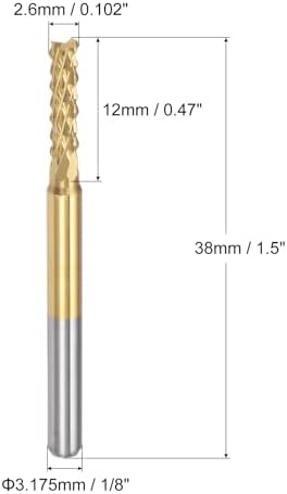 uxcell 10Pcs 2.6mm Titanium Coat Carbide End Mill Engraving Milling Cutter CNC Router Bits for PCB Machine, 1/8" Shank