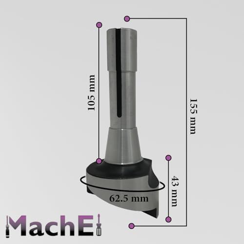 Machel 2.5" Fly Cutter with R8 Shank (7/16" UNF Drawbar) for Milling Machines – Includes 3/8" Square HSS Tool Bit and Indexable Carbide Insert Tool
