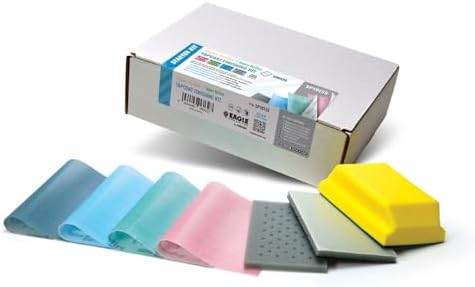 Hi-Tech Topcoat Finishing Sheet Starter Kit, Sanding Sheets, SP19155, Super Assilex + Super Buflex, K1500 - K3000, 20 Sheets + Pad & Block