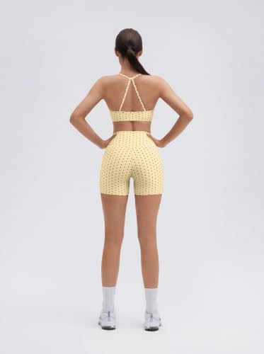 SUUKSESS Women 2 Piece Workout Sets Padded Halter Sports Bras High Waisted Biker Shorts with Pockets