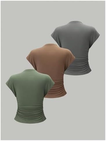 OYOANGLE Women's 3 Pack Business Casual Outfits Mock Neck Ribbed Tank Tops