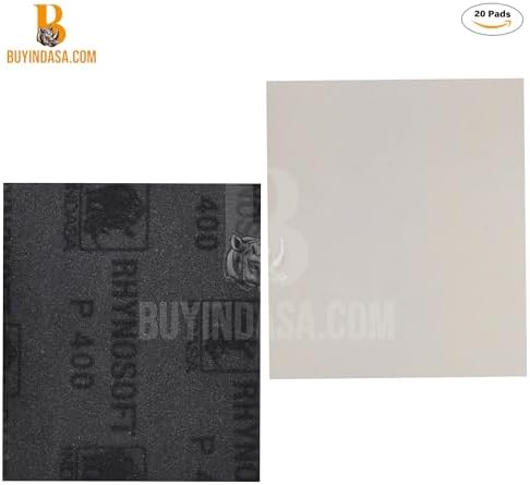 Indasa Rhynosoft Foam Sanding Pads - 4.5" x 5.5",Hook and Loop,180 Grit, Plusline, Flexible, Tear-Resistant, Ideal for Automotive, Wood, & Finishing (Pack of 20 Pads)