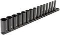 TEKTON 3/8 Inch Drive Impact Socket Set, 15-Piece | SID91113 | (1/4 - 1 in.), Deep, 12-Point, Socket Rail