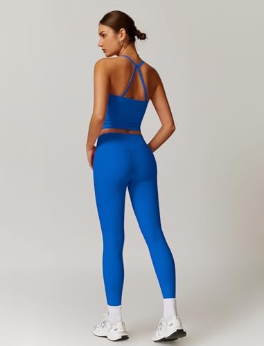 ABOCIW Workout Sets for Women 2 Piece Padded Sports Bra Tank Top High Waist Leggings Sets Gym Yoga Work Out Clothes