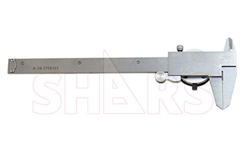 Shars Precision Stainless Steel Shock Proof Dial Caliper 0-6" w/Metric Scales, .001" Graduation 303-1305D P