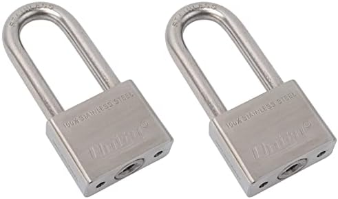 Unity Marine Padlock Keyed Alike 100% Stainless Steel Weatherproof for Sea, Boat, Port, Gate, Anti-Pick (2, 50mm Long Shackle)