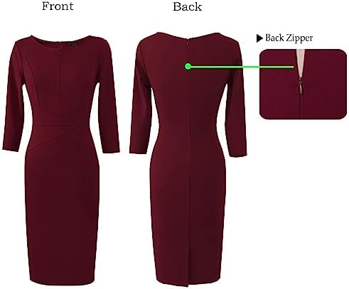 VFSHOW Womens Work Business Office Zipper Up Slim Bodycon Sheath Dress