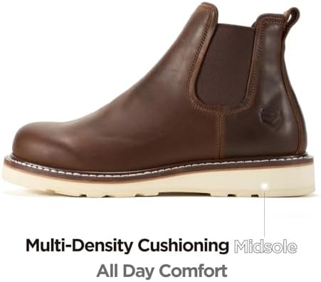 SUREWAY Men's 6-Inch Slip-On Chelsea Work Boots, Soft Toe Leather Boots