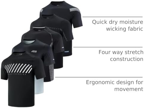 Liberty Imports 5 Pack Men's Active Quick Dry Crew Neck T Shirts