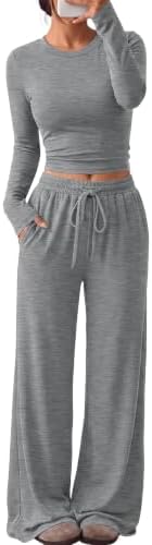 Trendy Queen Women's 2 Piece 2026 Fall Fashion Lounge Set with Pockets