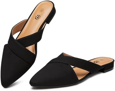 Rekayla Women's Mules Closed Pointed Toe Flats Backless Loafers Shoes for Women