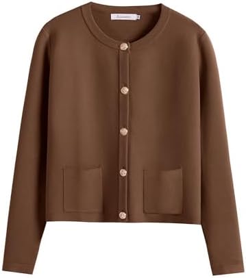 ANRABESS Women's Button Down Cropped Striped Cardigan Sweaters