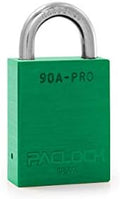 PACLOCK's 90A-PRO Padlock, 1/4" Diameter Hard. Steel Shackle, 3/4" Tall, High Performance 7-Pin Cylinder w/ 1 Key, Keyed Alike, Green