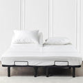 JS Sanders Collection 600TC Flex Top Queen Sheets for Sleep Number Bed - 100% Cotton 4 Pcs Top Split Queen Sheets for Adjustable Bed Queen 30 Inch Down White -18 Inch Deep
