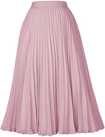 GRACE KARIN Pleated Midi Skirt for Women Chiffon A-Line Outfits