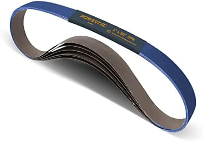 POWERTEC 1x30 Sanding Belts, 6PK, 36 Grit Zirconia 1 x 30 inch Sanding Belts for Belt Grinder, Belt and Disc Sander, Knife Sharpening, Woodworking, Metalworking, Derusting (4130036Z-6)