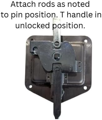 Tool Box Cabinet Latch Stainless Steel Three Point Folding T Handle Locking with (2) Connecting Rods 5/16 x 34L. Mounts to Flat Panel Surface. Installation Expertise is Required!