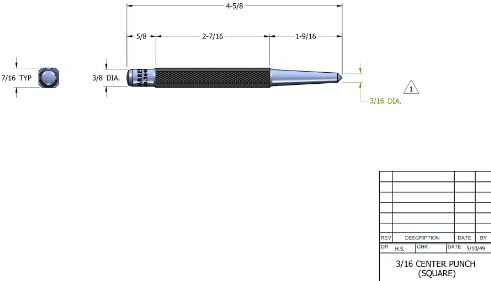 Starrett Steel Center Punch, 4-1/2" Length, 3/16" Dia