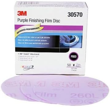 3M Hookit Purple Finishing Film Abrasive Disc, 260L, 30570, 5 in, P800