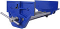 10.5 Inch Jaw Width Quick Release Woodworking Vise Heavy Duty Metal Cast Iron Workholding Clamp Tool for Woodworking and Carpentry Blue