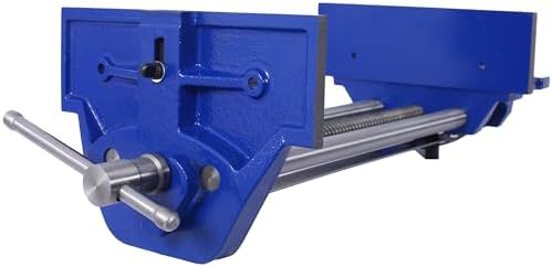 10.5 Inch Jaw Width Quick Release Woodworking Vise Heavy Duty Metal Cast Iron Workholding Clamp Tool for Woodworking and Carpentry Blue
