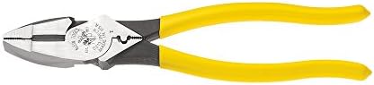Klein Tools D213-9NE-CR Lineman's Crimping Pliers & D203-8 Needle Nose Pliers, Long Nose Side Cutters, Alligator Pliers with Extended Handles, 8-Inch