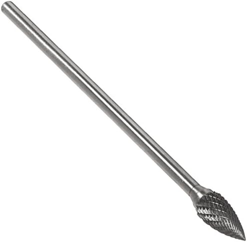 Drill America SG-5 Carbide Burr/Rotary File Tree Pointed-End Double Cut for Die Grinder 1/2" Dia. x 1" Cut Length with 1/4" Shank and 2-3/4" Overall Length, DUL Series