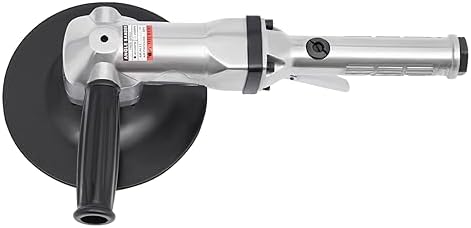 DNYSYSJ 7" Air Angle Sander 4500RPM Pneumatic Polisher, Air SanderM16 Spindle w/Safety Switch & Aux Handle, 4.41lb Lightweight Orbital Sander for Metal/Car/Stone (Silver/Black)