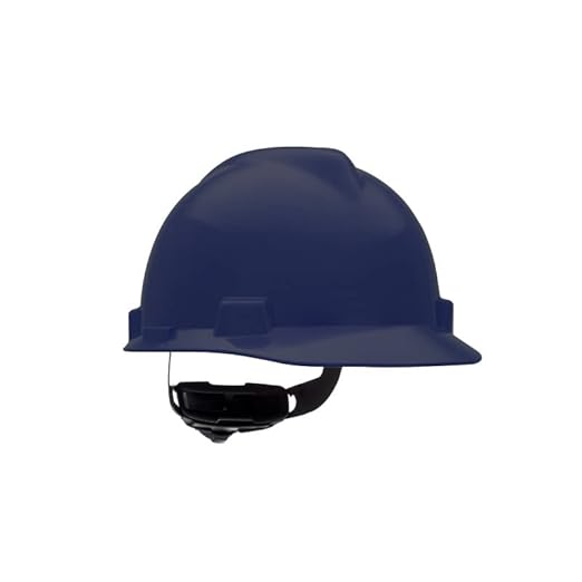 MSA 802972 V-Gard Cap Style Safety Hard Hat With Fas-Trac III Ratchet Suspension | Polyethylene Shell, Superior Impact Protection, Self Adjusting Crown Straps - Standard Size in Dark Blue