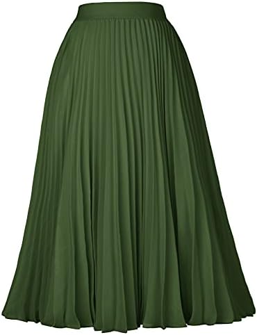 GRACE KARIN Pleated Midi Skirt for Women Chiffon A-Line Outfits