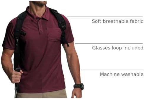 ZITY 5 Pack Polo Shirts for Men with Pocket Dry Quickly Short Sleeve Athletic Outdoor Work Collared Shirts