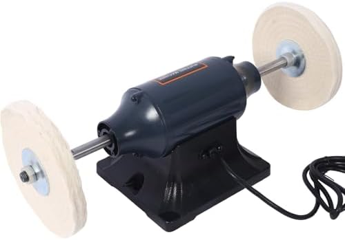 Extra Long 8 Inch Electric Polisher Bench Buffer Grinder, 4 Pole Motor with 4PCs 80Ply Thic Buffing Wheels for Polishing Metal, Jewelry, Knives, Wood, Jade, etc, CSA Certificated
