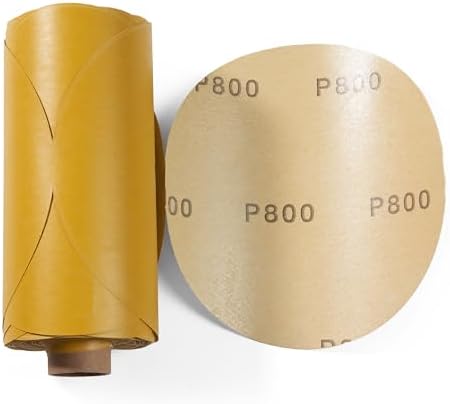 100 PCS 6 Inch Gold PSA Sanding Discs 800 Grit Self Adhesive Sticky-Back Sandpaper for DA Sander Automotive Car Paint Woodworking Wood Metal Finishing