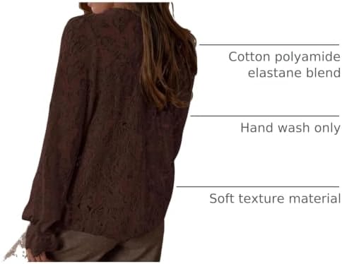 PRETTYGARDEN Women's Fall Trendy Long Sleeve Lace Tops