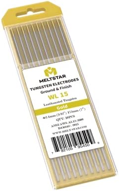 TIG Welding Tungsten Electrodes 1.5% Lanthanated Tungsten 3/32” x 7” (Gold, WL15) 10-Pack