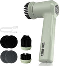 SonicPower Electric Spin Scrubber – Handheld & Ergonomic, IPX7 Waterproof, 4 Multi-Purpose Brush Heads, Long-Lasting Rechargeable Battery – Cleans Dishes, Bathroom, Tile, Grout & Kitchen (Sage)