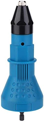 Blue Electric Rivet Gun Adapter, Cordless Drill Adapter Insert Nut Tool Riveter Adaptor Kit with 4pcs Convertible Head and 2pcs Wrench
