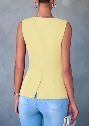 PRETTYGARDEN Women Tailored Suit Vest Business Casual Tops