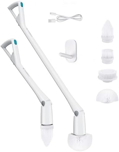 Tilswall Cordless Electric Spin Scrubber - Powered Shower & Tile Cleaning Brush with Detachable Handle, 2-Speed Modes & Extra Battery, for Bathroom Tub/Glass/Car Windows