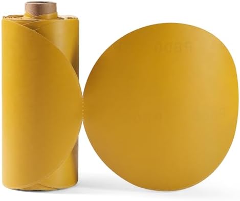 100 PCS 6 Inch Gold PSA Sanding Discs 800 Grit Self Adhesive Sticky-Back Sandpaper for DA Sander Automotive Car Paint Woodworking Wood Metal Finishing