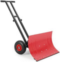 Garvee Snow Shovel with Wheels, 5-Position Angled Blade & Rubber Wheels, Heavy-Duty Back Saver Steel Snow Plow for Driveways, Sidewalks & Doorways, Double Rod, 29" W X 16.5" H, Red & Black